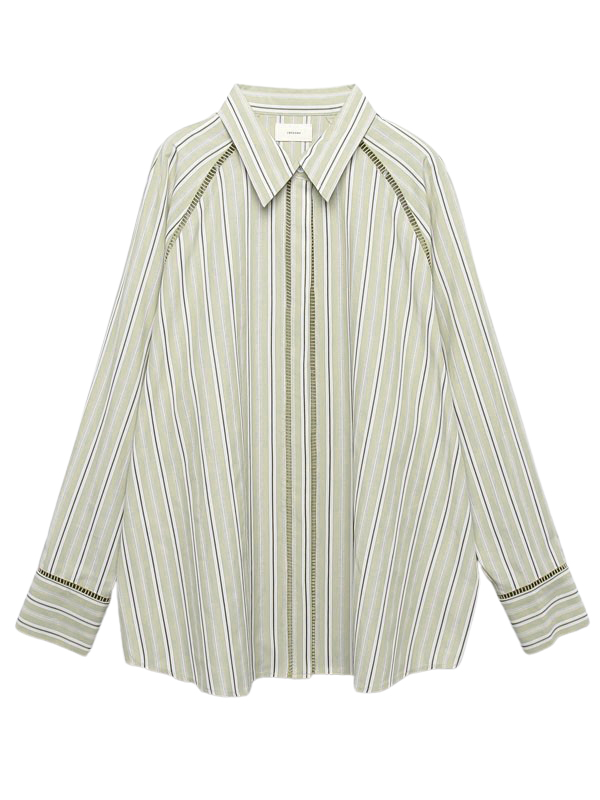 はしごレースストライプSH(F BEIGE): トップスCREDONA