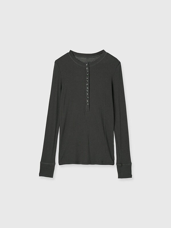 SILK BREND HENRY NECK L/S TEE