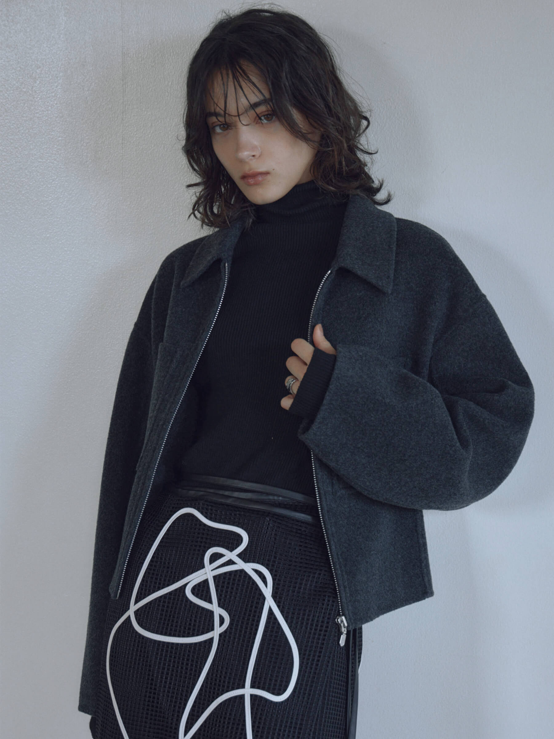 WOOL SHORT ZIP JACKET COAT(F GREY): OuterCREDONA