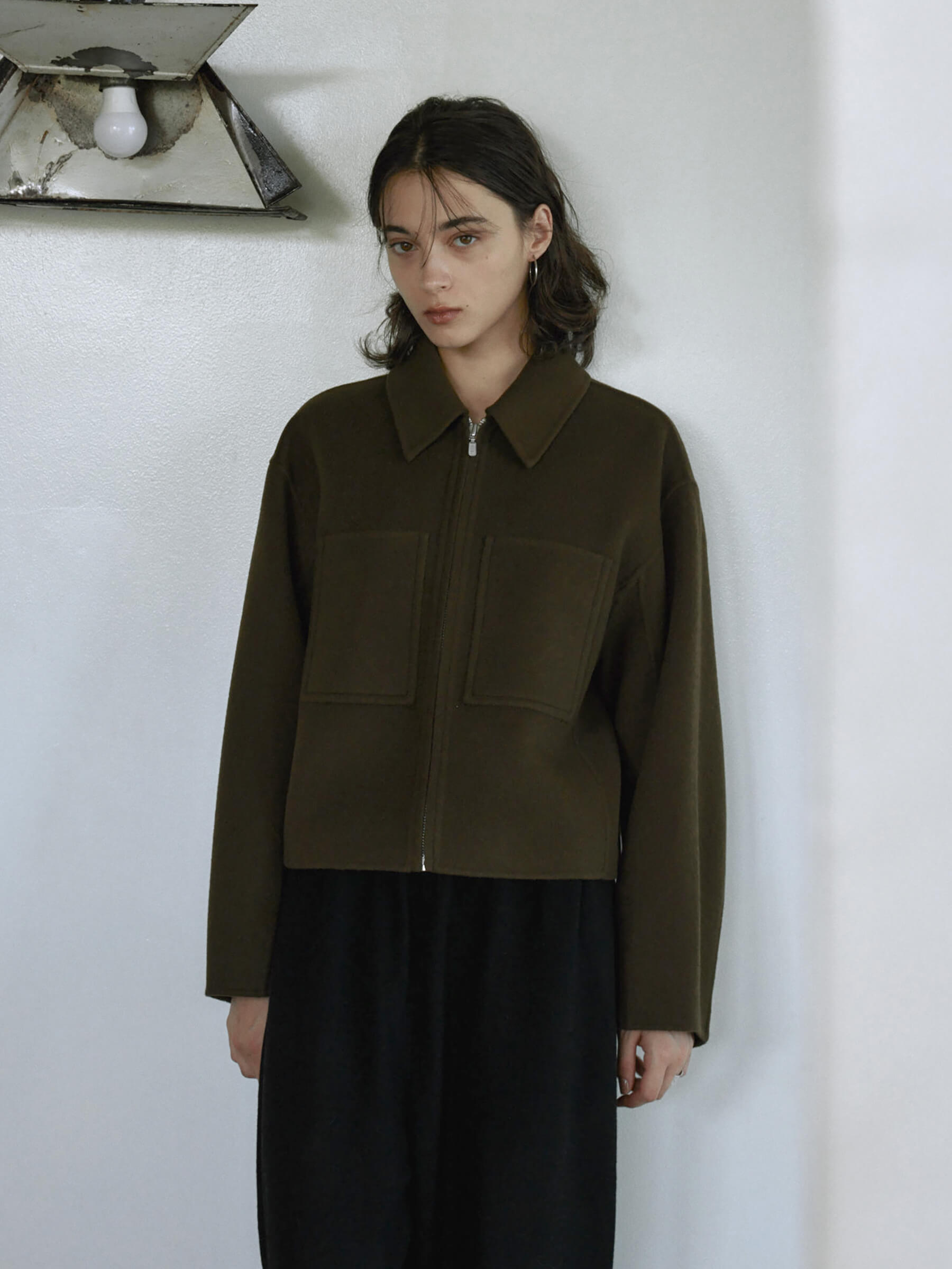 WOOL SHORT ZIP JACKET COAT(F GREY): OuterCREDONA