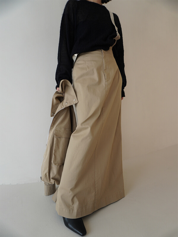 COTTON TWILL SUSPENDERS SKIRT