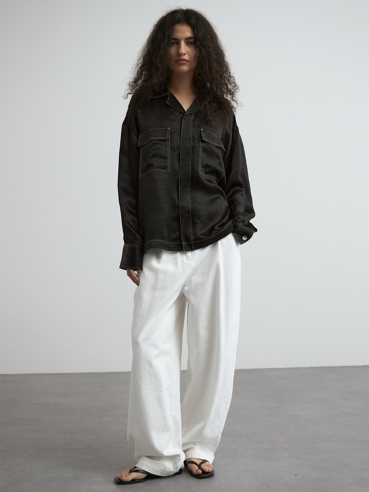 ACETATE KNIT SHIRTS(F GREY BEIGE): TopsCREDONA