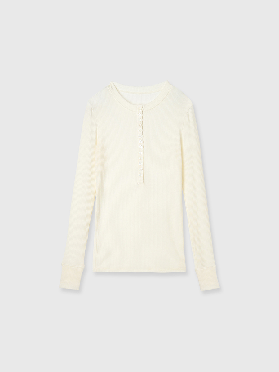 新規購入 SILK CASMIRE TENCEL HENLY TopsCREDONA IVORY): TEE(F トップス
