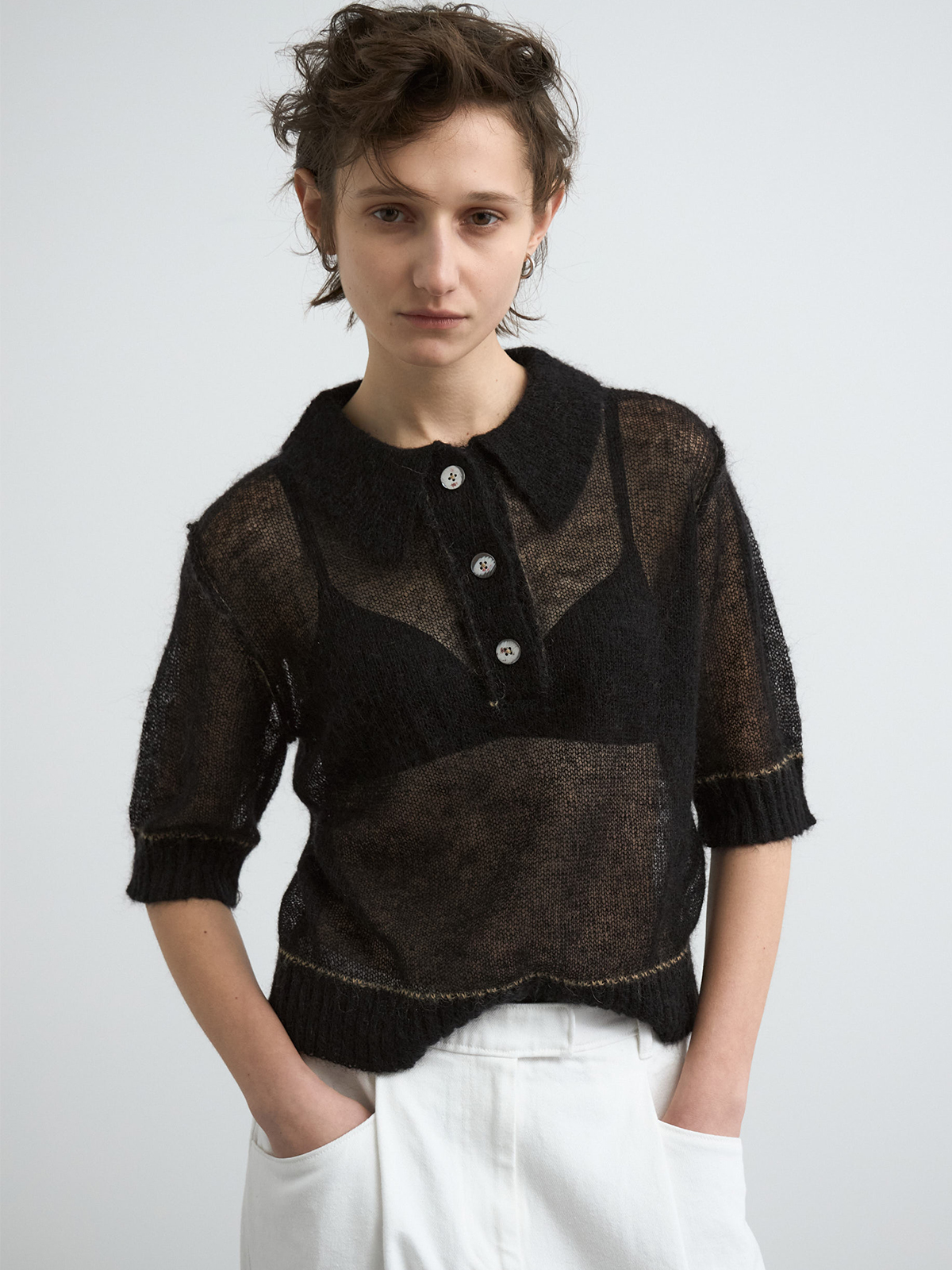 SHEER KNIT POLO