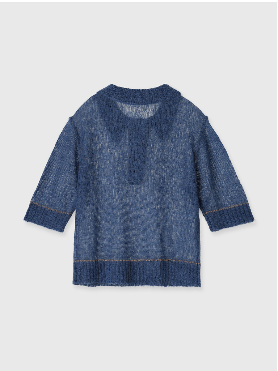 SHEER KNIT POLO(F BEIGE): TopsCREDONA