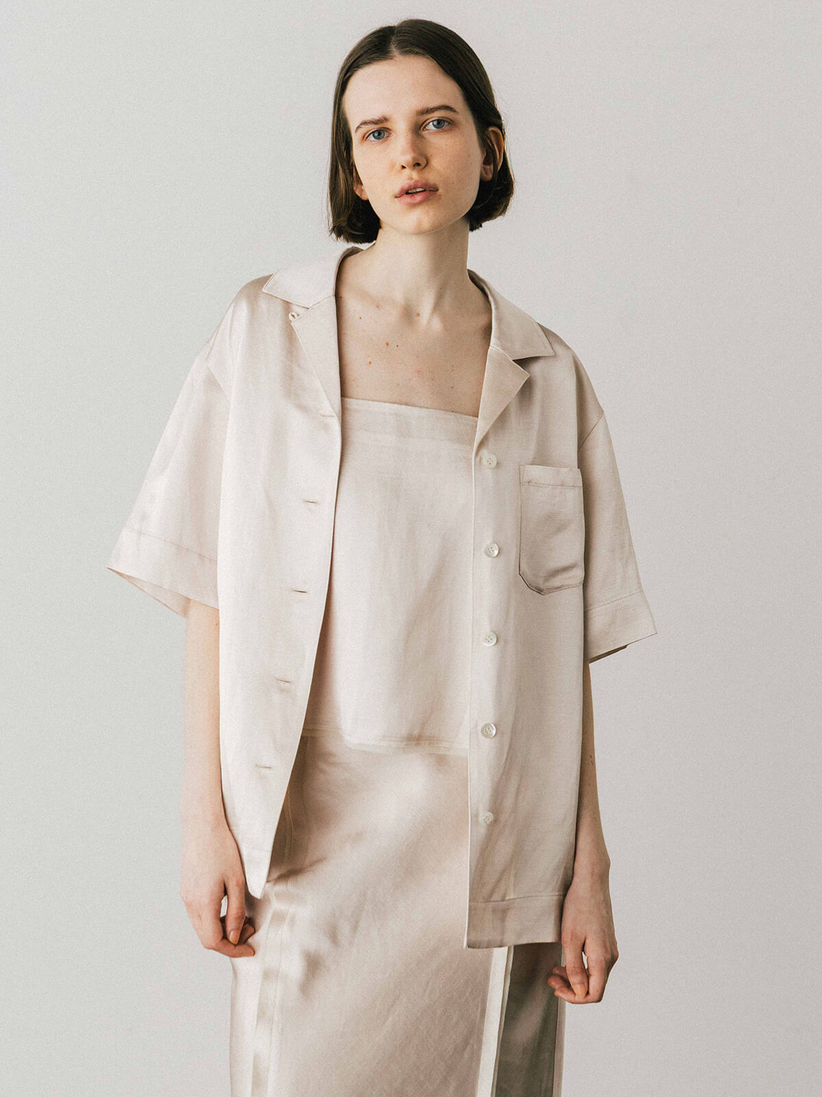 ACETATE LINEN SATIN SHIRTS