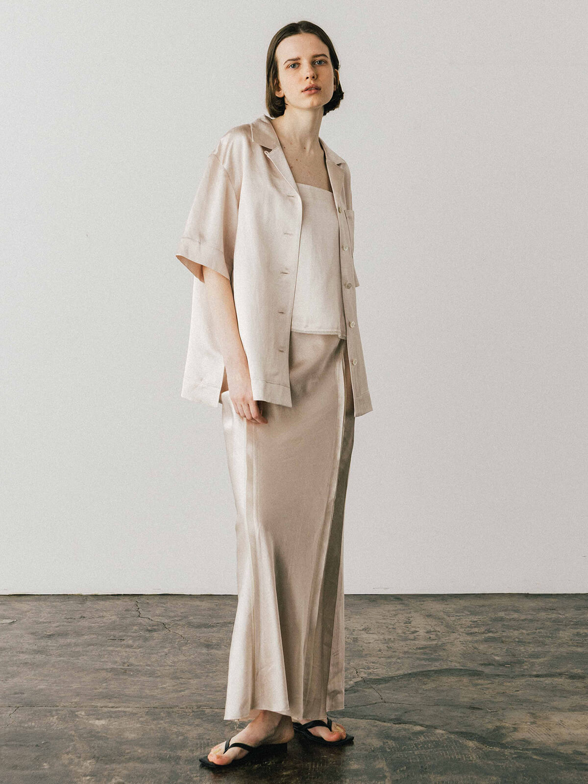 ACETATE LINEN SATIN SKIRT