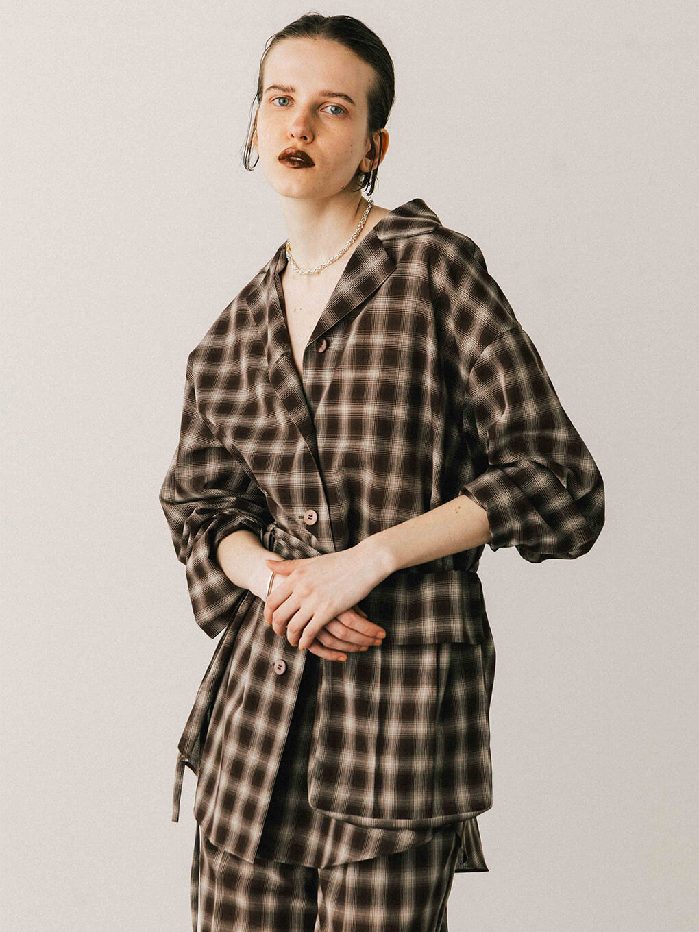 SHEER CHECK SHIRT JACKET